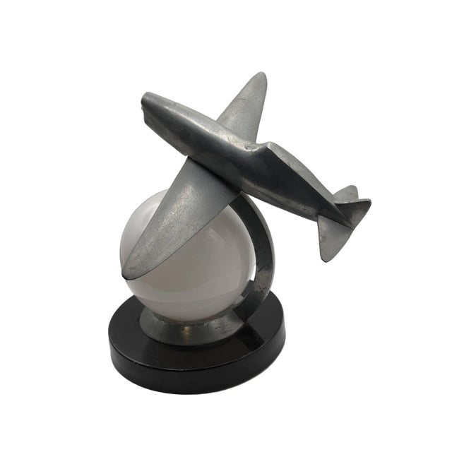 1980s Art Deco Machined Age Aluminum Fighter Airplane Table Lamp by Sarsaparilla For Sale In Los Angeles - Image 6 of 11
