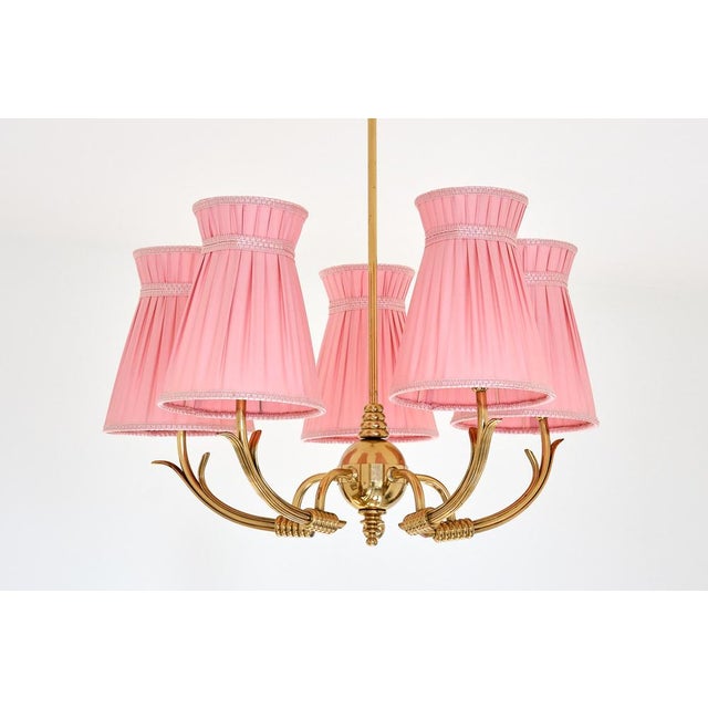 This exceptionally rare five-arm chandelier was produced in Sweden in the 1950s and is attributed to Arvid Böhlmarks...