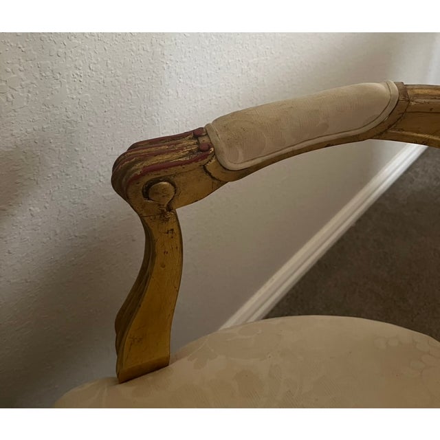 2000 - 2009 Hickory Chair French Arm Chair - Gold Metal Leaf With Red Undertone For Sale - Image 5 of 11
