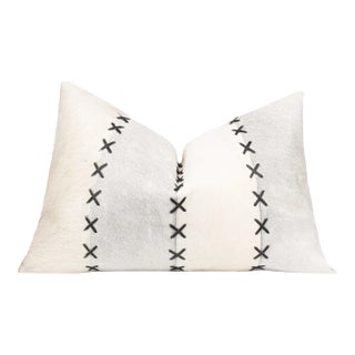 Canvello Genuine Cowhide Leather Decorative Throw Pillow With Feather Down Insert For Sale