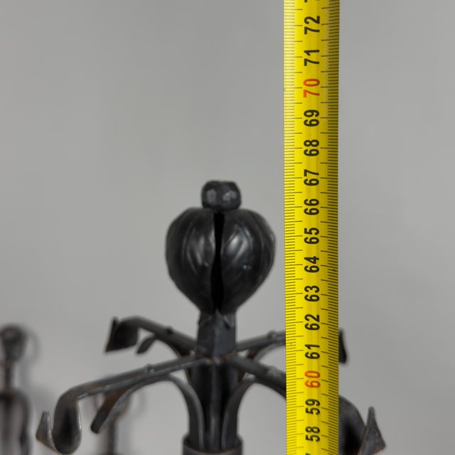 Vintage Wrought Iron Fireplace Set Floor Lamp with Tools, 1940s For Sale - Image 9 of 10