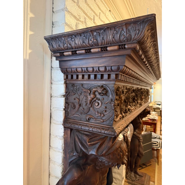 Exquisite 19th Century Italian Fireplace Surround Wood Carved, Attributed to Valentino Besarel For Sale - Image 10 of 13