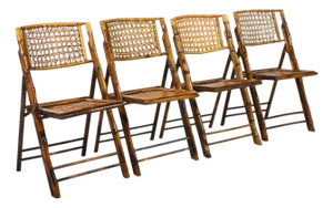 Bamboo & Cane Folding Side Chairs