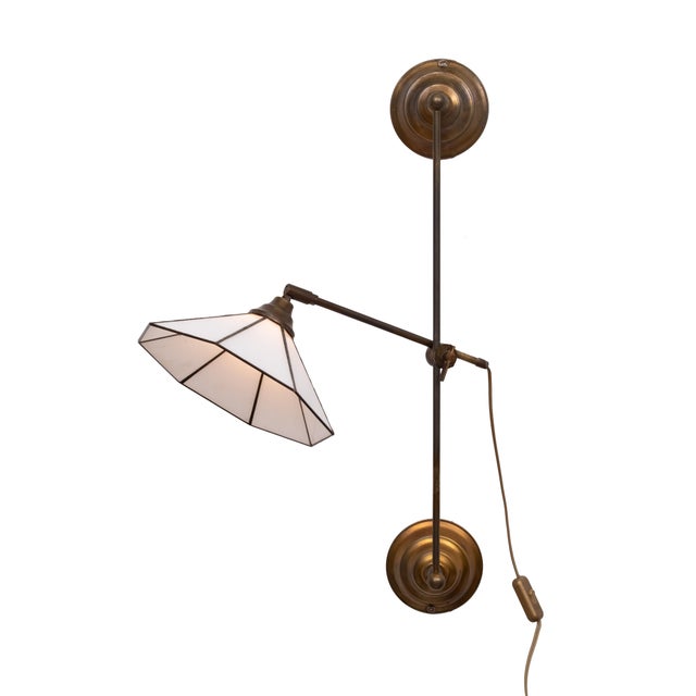 Tiffany Adjustable Brass Wall Lamp, 1960s For Sale - Image 10 of 10