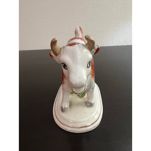 American Antique Staffordshire Cow Form Figural Creamer, Circa 1860's For Sale - Image 3 of 12