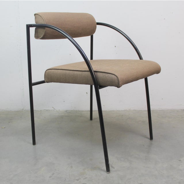 1980s Vintage Black and Brown Metal Chair, 1980s For Sale - Image 5 of 6