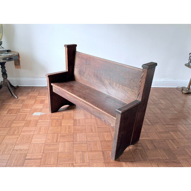 Early 20th Century Gothic Revival Oak Pew For Sale - Image 16 of 17