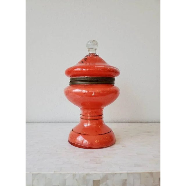 An antique Czech glass tantalus, in Art Nouveau style, created by skilled Bohemian art glass artisans in the early 20th...