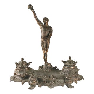 Vintage Inkwell in Bronze Metal For Sale