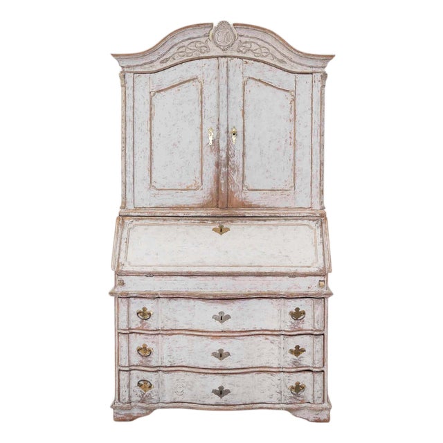 18th Century Danish Rococo Secretary with Serpentine Front, circa 1760 For Sale