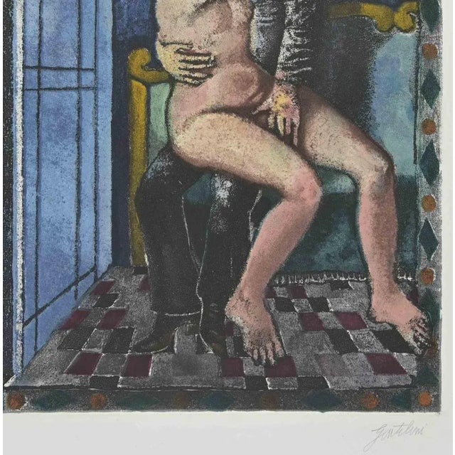 The Lovers is an etching and aquatint realized by Franco Gentilini (Italian Painter, 1909-1981) in the 1970s. from the...