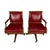 Neoclassical Pair of 1980s Baker Furniture Rolling Executive Chairs in Carved Wood & Burgundy Vinyl Upholstery For Sale - Image 3 of 18