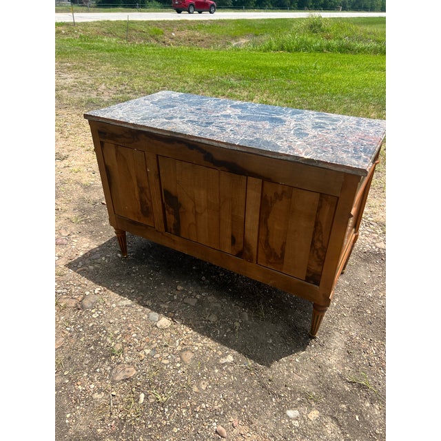 French 19th Century Louis XVI Walnut Marble Top Chest of Drawers For Sale - Image 11 of 12