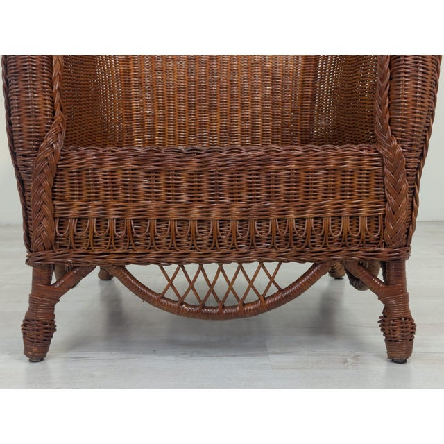 Brown Art Deco Royal/Club Wicker Armchair For Sale - Image 8 of 16