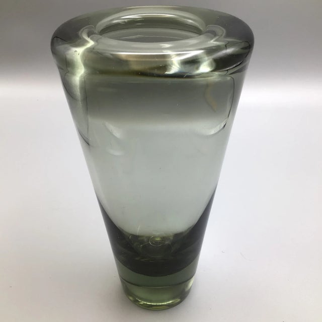 1960s Mid-Century Modern Signed Holmegaard Smoked Gray Glass Vase For Sale - Image 5 of 13