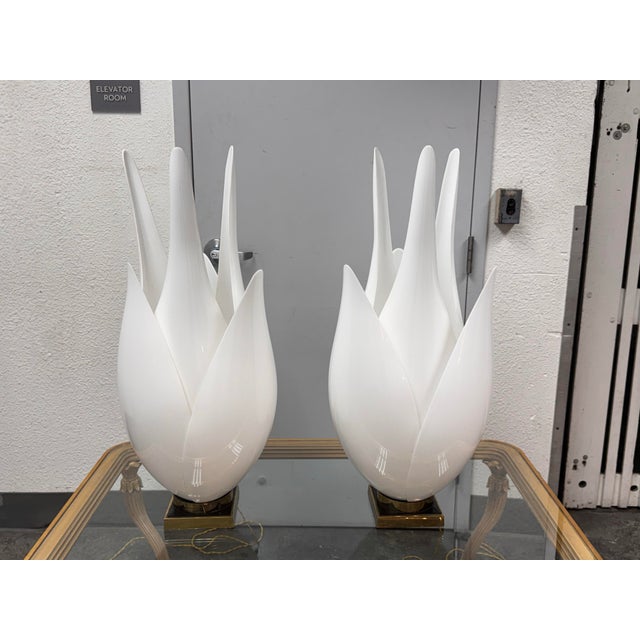 Rougier Roger Rougier Grand Acrylic Tulip Lamps, Circa 1970's Pair For Sale - Image 4 of 12