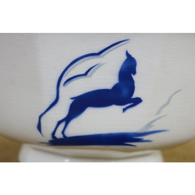 Ceramic Mid 20th Century Limoges France Orchies Moulin Des Loups & Hamage Chamois Antelope Bowl 10" For Sale - Image 7 of 15