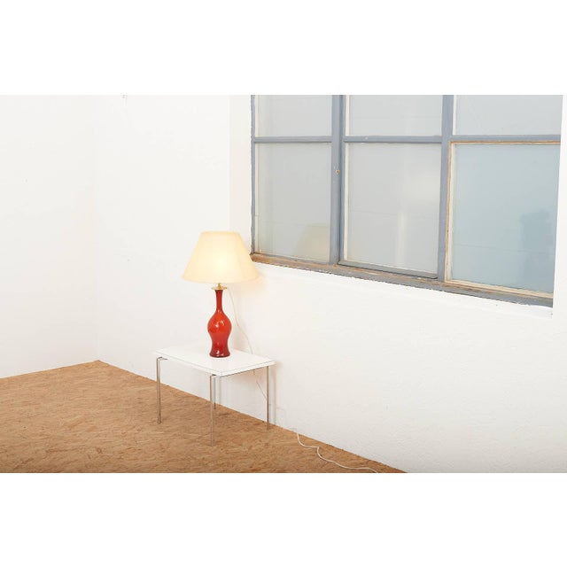 Model 3656 Table Lamp in Red Murano Glass and Parchment Shade from Paolo Venini, 1952 For Sale - Image 10 of 12