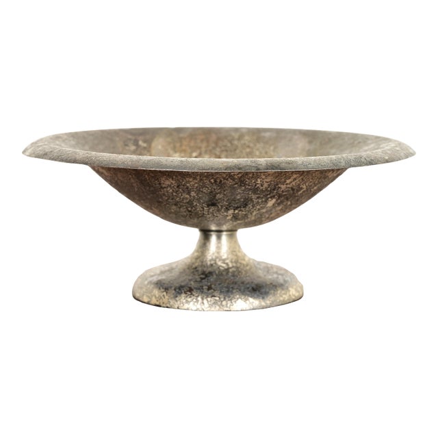 Roycroft Arts & Crafts Silver Finished Copper Footed Centerpiece Bowl or Fruit Bowl For Sale