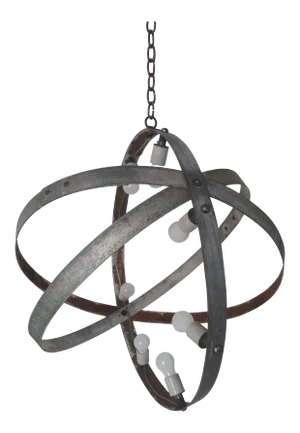 Vintage 1980s Industrial Metal Chandelier