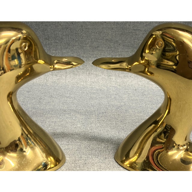 Brass Brass Duck Bookends From Virginia Metalcrafters - A Pair For Sale - Image 8 of 11