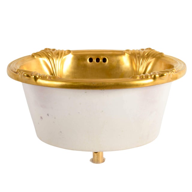 Sherle Wagner Sherle Wagner Gilt Scalloped Empire Over-Edge Sink | Luxury Italian Vanity Basin For Sale - Image 4 of 7