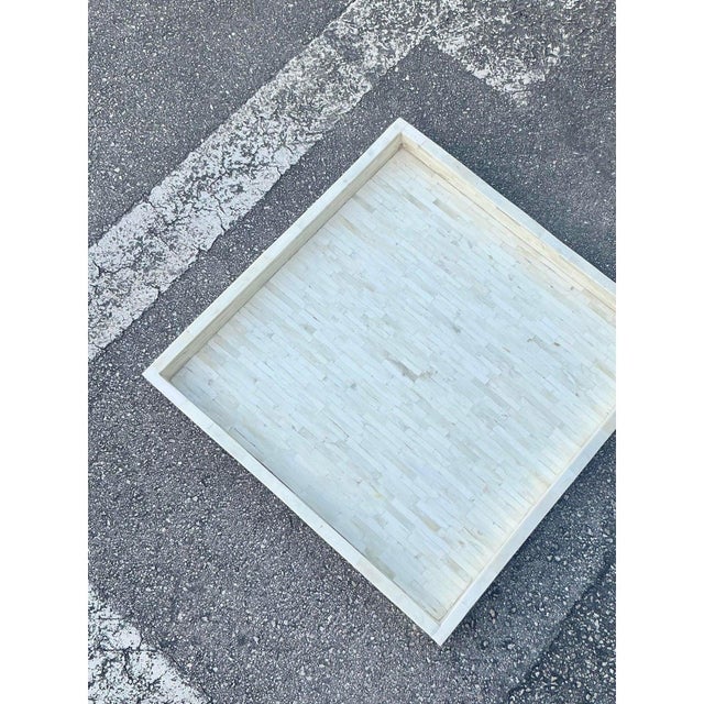 Late 20th Century Vintage Boho Monumental Tessellated Bone Tray For Sale - Image 5 of 9