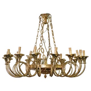 Golden Bronze Chandelier, 1950s For Sale