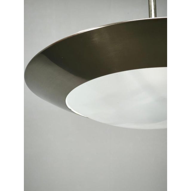 Bauhaus Chrome and Glass Pendant Light, Czechoslovakia, 1930s For Sale - Image 4 of 12