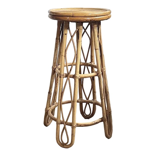 Vintage Sculptural Rattan Bar Stool, Japan, 1970s For Sale