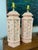 Vintage Sculptural Coral-Toned Faux Bamboo Ceramic Table Lamps, Pair For Sale In Naples, FL - Image 6 of 9