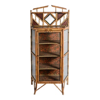 Bamboo & Glass Cabinet, Aesthetic Mouvement 1880-1900 For Sale