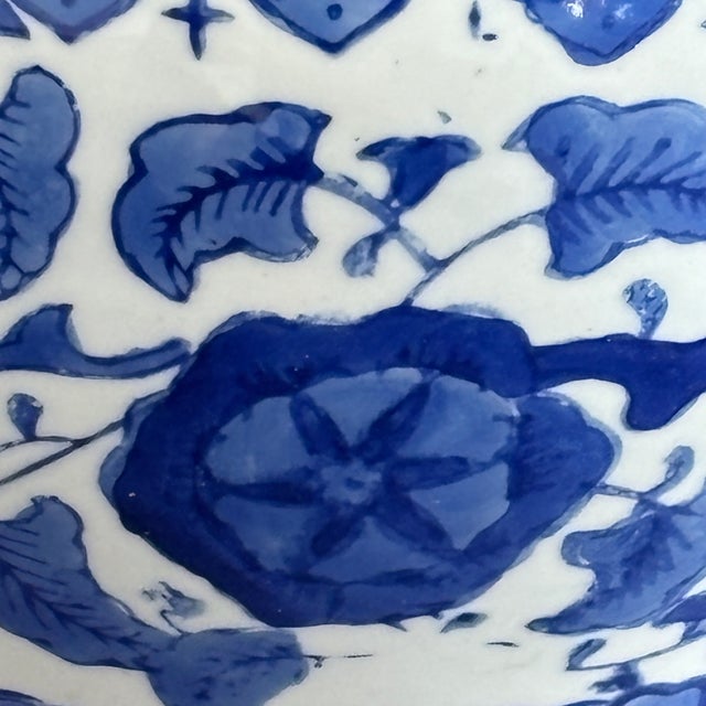 1980s Petite Chinoiserie Fishbowl Style Porcelain Cachepot / Planter For Sale - Image 9 of 12