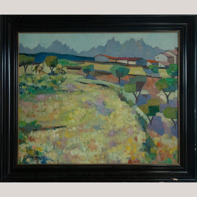 Modern Antoni March Salas, Sant Salvador de Guardiola Landscape, 1970s, Oil on Board For Sale - Image 3 of 10