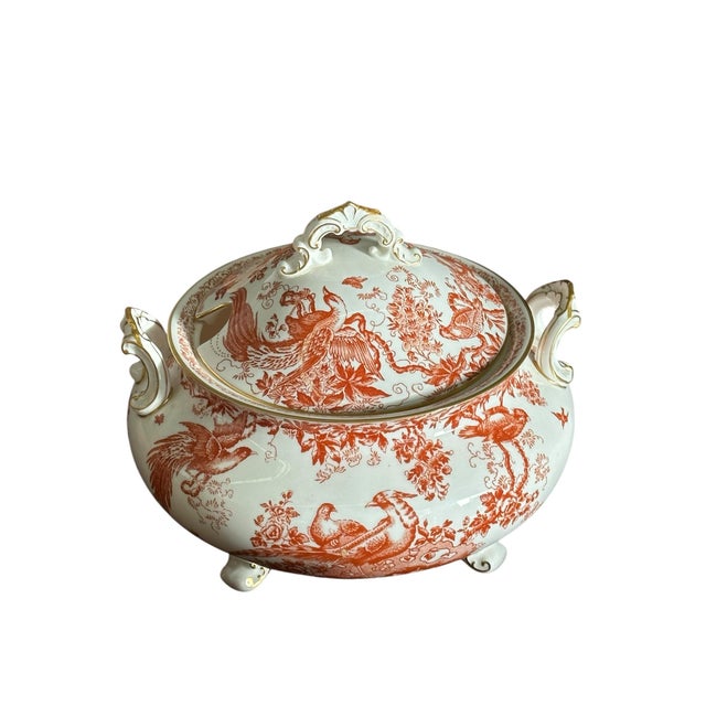 Ceramic Late 20th Century Royal Crown Derby “Red Aves” Extensive Dinner & Tea Service — 64 Pieces For Sale - Image 7 of 17