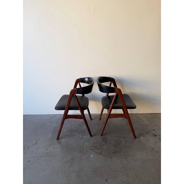 Danish Teak & Black Leather Dining Chairs in Style of Thomas Harlev for Farstrup Møbler Model 205, 1960s For Sale - Image 4 of 10