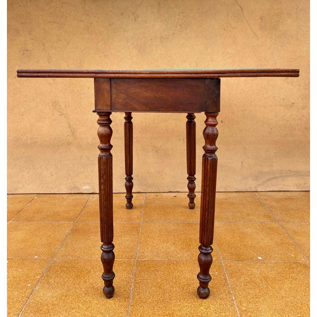 1920s Antique Oak Games Table with Green Felt Top, Early 20th Century For Sale - Image 5 of 11
