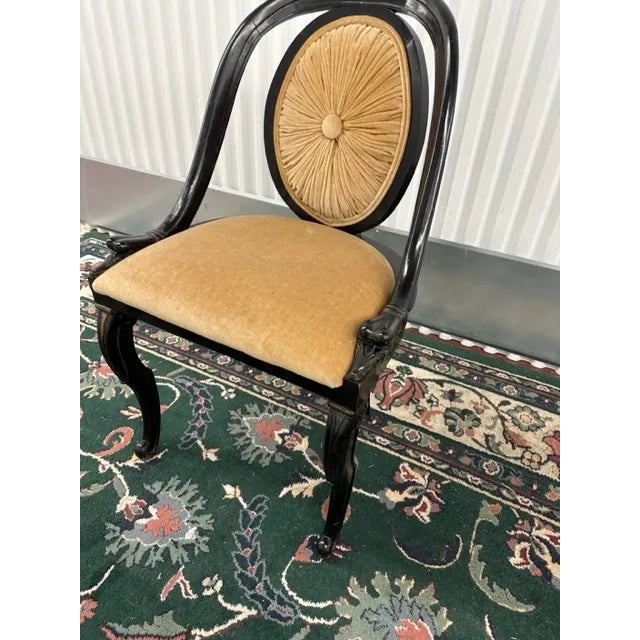 Wood 1950s Cushioned and Hand Painted Chair For Sale - Image 7 of 8