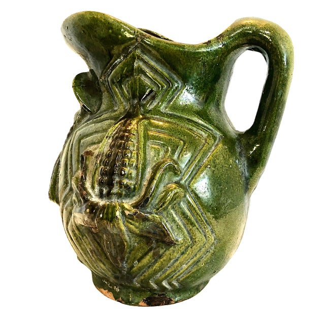 Vintage Oaxacan Glazed Pottery Pitcher With Maize and a Woman For Sale In San Francisco - Image 6 of 18