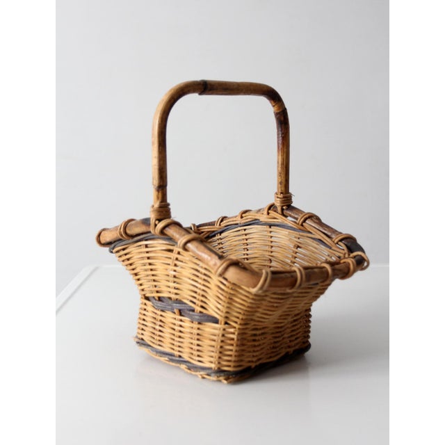 Vintage Gathering Basket With Handle For Sale - Image 9 of 10