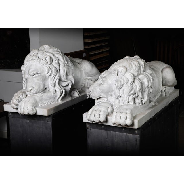 Danilo Cervietti after Canova, Lions, Late 20th Century, Marble, Set of 2 For Sale - Image 11 of 13