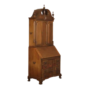 Mid 20th Century Maddox Chippendale Style Mahogany Secretary Desk Bookcase