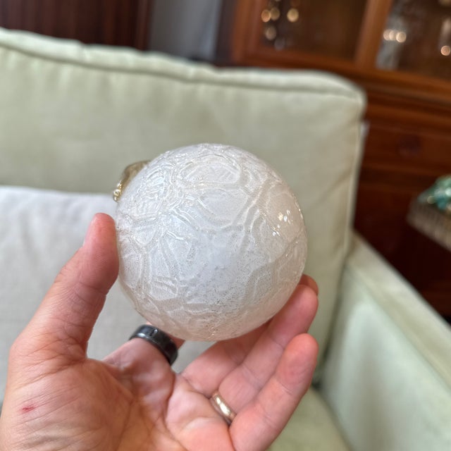 Glass Italian Murano Art Glass Frosted Scavo Apple Sculpture For Sale - Image 7 of 9