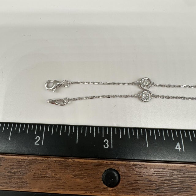 Diamond Station Bracelet 14kt White Gold 0.90ctw 7in New For Sale In New York - Image 6 of 6