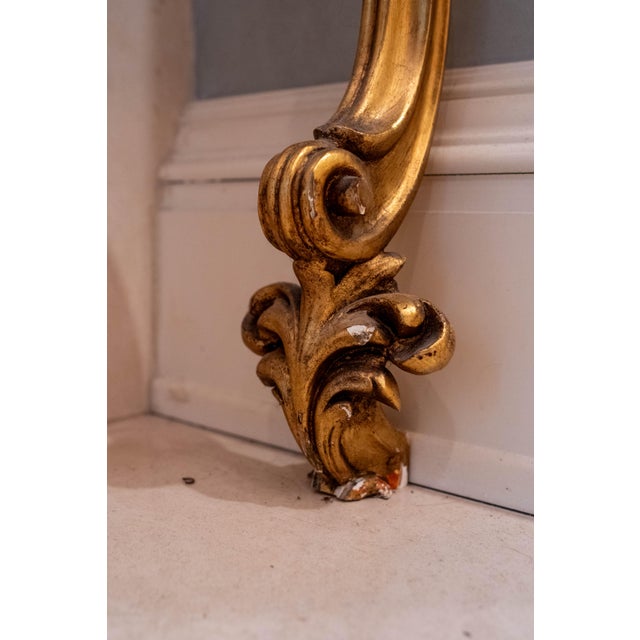 Vintage Italian Giltwood Marble Top One Leg Hall Table For Sale In Philadelphia - Image 6 of 11