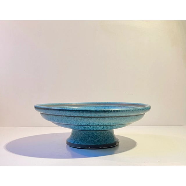 Blue Art Deco Fruit Bowl in Painted Earthenware, 1920s For Sale - Image 8 of 8