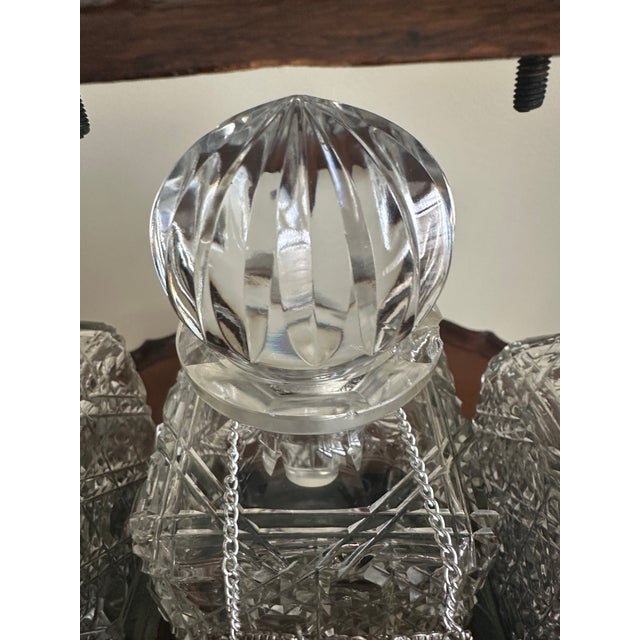 Glass Vintage Locking Tantalus Bar Set With Three Decanters For Sale - Image 7 of 8