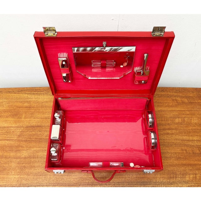 Mid-Century Modern German Red Beauty Vanity Mirror Case, 1960s For Sale - Image 16 of 18