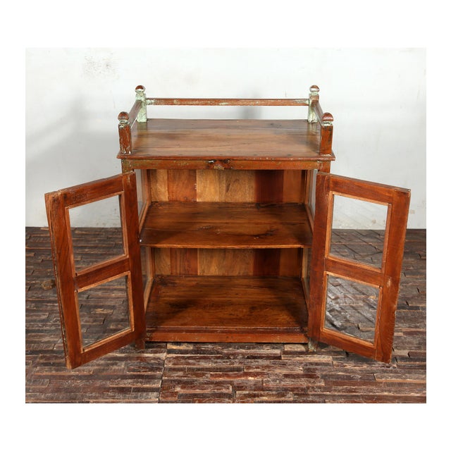 Indian Solid Reclaimed Teak Wood Glass Fronted Cabinet For Sale - Image 3 of 8
