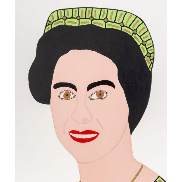 Roy Finster (American, 1941-2021), "Queen Elizabeth II of England", Mixed Media on Wood Panel, 1993, titled and signed...
